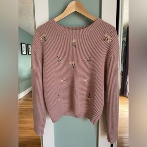 Simons Twik Dusty Rose Embroidered Sweater